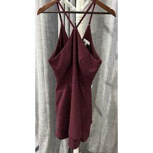 Xtraordinary Party Dress Womens Large Burgundy Sparkle Fit & Flare Sexy Holiday